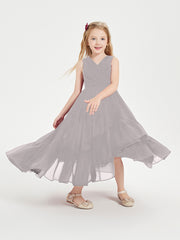 Boho Robes de Demoiselles d'Honneur Junior à Jupe en Cascade Argent