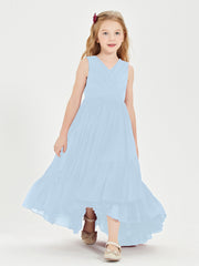 Boho Robes de Demoiselles d'Honneur Junior à Jupe en Cascade Bleu Ciel