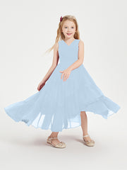 Boho Robes de Demoiselles d'Honneur Junior à Jupe en Cascade Bleu Ciel