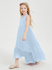 Boho Robes de Demoiselles d'Honneur Junior à Jupe en Cascade Bleu Ciel