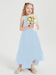 Boho Robes de Demoiselles d'Honneur Junior à Jupe en Cascade Bleu Ciel