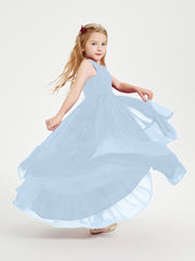 Boho Robes de Demoiselles d'Honneur Junior à Jupe en Cascade Bleu Ciel