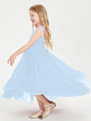 Boho Robes de Demoiselles d'Honneur Junior à Jupe en Cascade Bleu Ciel