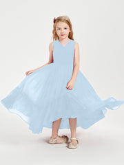 Boho Robes de Demoiselles d'Honneur Junior à Jupe en Cascade Bleu Ciel