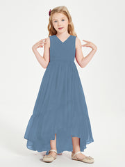 Boho Robes de Demoiselles d'Honneur Junior à Jupe en Cascade Bleu de Schiste