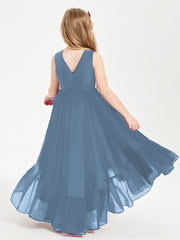 Boho Robes de Demoiselles d'Honneur Junior à Jupe en Cascade Bleu de Schiste