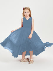 Boho Robes de Demoiselles d'Honneur Junior à Jupe en Cascade Bleu de Schiste