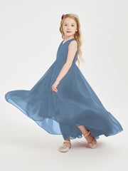 Boho Robes de Demoiselles d'Honneur Junior à Jupe en Cascade Bleu de Schiste