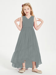Boho Robes de Demoiselles d'Honneur Junior à Jupe en Cascade Gris Acier