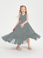 Boho Robes de Demoiselles d'Honneur Junior à Jupe en Cascade Gris Acier