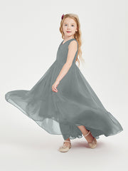 Boho Robes de Demoiselles d'Honneur Junior à Jupe en Cascade Gris Acier
