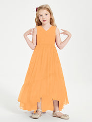 Boho Robes de Demoiselles d'Honneur Junior à Jupe en Cascade Mandarine