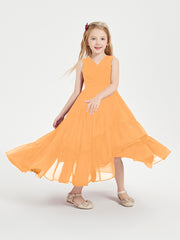 Boho Robes de Demoiselles d'Honneur Junior à Jupe en Cascade Mandarine