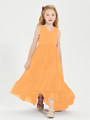 Boho Robes de Demoiselles d'Honneur Junior à Jupe en Cascade Mandarine