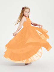 Boho Robes de Demoiselles d'Honneur Junior à Jupe en Cascade Mandarine