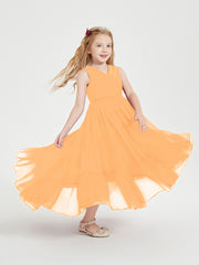 Boho Robes de Demoiselles d'Honneur Junior à Jupe en Cascade Mandarine