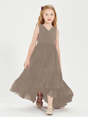 Boho Robes de Demoiselles d'Honneur Junior à Jupe en Cascade Taupe