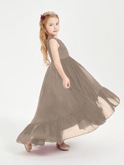 Boho Robes de Demoiselles d'Honneur Junior à Jupe en Cascade Taupe