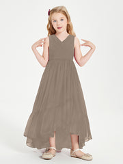 Boho Robes de Demoiselles d'Honneur Junior à Jupe en Cascade Taupe