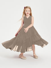 Boho Robes de Demoiselles d'Honneur Junior à Jupe en Cascade Taupe