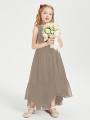 Boho Robes de Demoiselles d'Honneur Junior à Jupe en Cascade Taupe