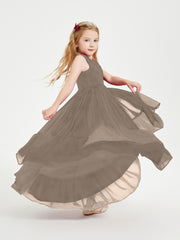 Boho Robes de Demoiselles d'Honneur Junior à Jupe en Cascade Taupe