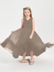 Boho Robes de Demoiselles d'Honneur Junior à Jupe en Cascade Taupe