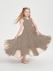Boho Robes de Demoiselles d'Honneur Junior à Jupe en Cascade Taupe