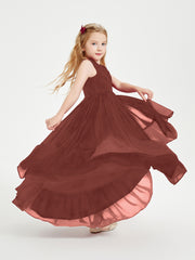 Boho Robes de Demoiselles d'Honneur Junior à Jupe en Cascade Terracotta