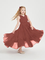 Boho Robes de Demoiselles d'Honneur Junior à Jupe en Cascade Terracotta