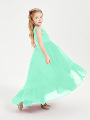 Boho Robes de Demoiselles d'Honneur Junior à Jupe en Cascade Turquoise