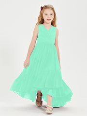 Boho Robes de Demoiselles d'Honneur Junior à Jupe en Cascade Turquoise