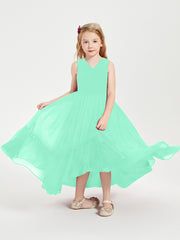 Boho Robes de Demoiselles d'Honneur Junior à Jupe en Cascade Turquoise