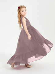 Boho Robes de Demoiselles d'Honneur Junior à Jupe en Cascade Vintage Mauve
