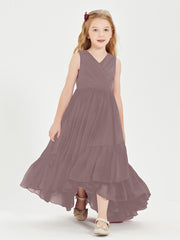 Boho Robes de Demoiselles d'Honneur Junior à Jupe en Cascade Vintage Mauve