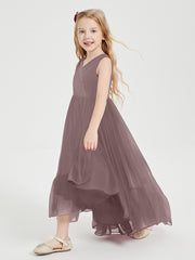 Boho Robes de Demoiselles d'Honneur Junior à Jupe en Cascade Vintage Mauve