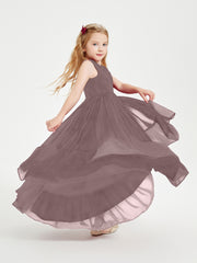 Boho Robes de Demoiselles d'Honneur Junior à Jupe en Cascade Vintage Mauve