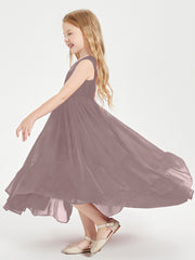 Boho Robes de Demoiselles d'Honneur Junior à Jupe en Cascade Vintage Mauve