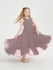 Boho Robes de Demoiselles d'Honneur Junior à Jupe en Cascade Vintage Mauve