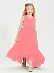 Boho Robes de Demoiselles d'Honneur Junior à Jupe en Cascade Pastèque