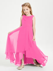 Junior Robes de Demoiselle d'Honneur Modernes à Col Cowl Asymétrique Azalée