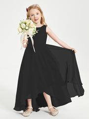 Junior Robes de Demoiselle d'Honneur Modernes à Col Cowl Asymétrique Noir