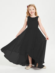 Junior Robes de Demoiselle d'Honneur Modernes à Col Cowl Asymétrique Noir