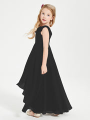 Junior Robes de Demoiselle d'Honneur Modernes à Col Cowl Asymétrique Noir