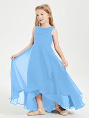 Junior Robes de Demoiselle d'Honneur Modernes à Col Cowl Asymétrique Bleu