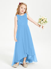 Junior Robes de Demoiselle d'Honneur Modernes à Col Cowl Asymétrique Bleu