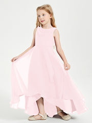 Junior Robes de Demoiselle d'Honneur Modernes à Col Cowl Asymétrique Rose Pâle