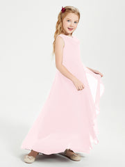 Junior Robes de Demoiselle d'Honneur Modernes à Col Cowl Asymétrique Rose Pâle