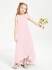 Junior Robes de Demoiselle d'Honneur Modernes à Col Cowl Asymétrique Rose Pâle