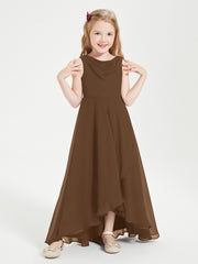 Junior Robes de Demoiselle d'Honneur Modernes à Col Cowl Asymétrique Brun
